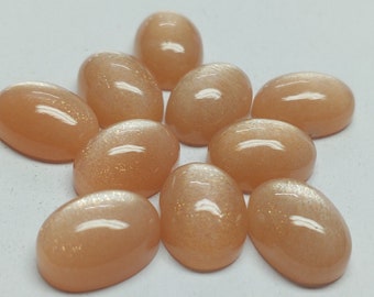 Natural Peach Moonstone Oval Cabochon, 6X8mm, 8X10mm, 10X14mm, Peach Moonstone Loose Gemstone, Peach Moonstone Make Beautiful Jewelry