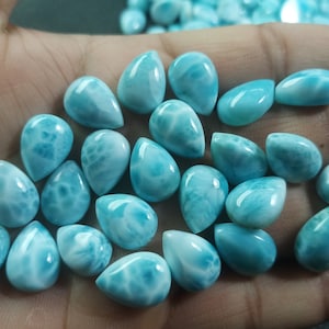 AAA+ Natural Larimar Pear Cabochon, Blue Larimar Stone, Pear Larimar Cabs, Calibrated Size, 3x5mm to 15x20mm, Jewelry Making Loose Gemstone