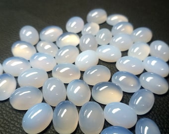 Naturalny niebieski chalcedon owalny kaboszon, rozmiar 22 x 16 mm, niebieski chalcedon kalibrowany kamień, płaski tył luźny kamień, tworzenie biżuterii