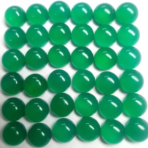 Natural Green Onyx Round Cabochon, Green Onyx Loose Gemstone, Flat Back, Calibrated Size 3mm to 20mm, Green Onyx Smooth Cabochon for Jewelry