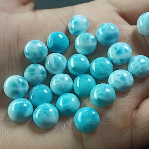 AAA Natural Larimar Round Cabochon, Blue Larimar Stone, Calibrated Size, 3mm to 20mm, Loose Gemstone, For Jewelry Making