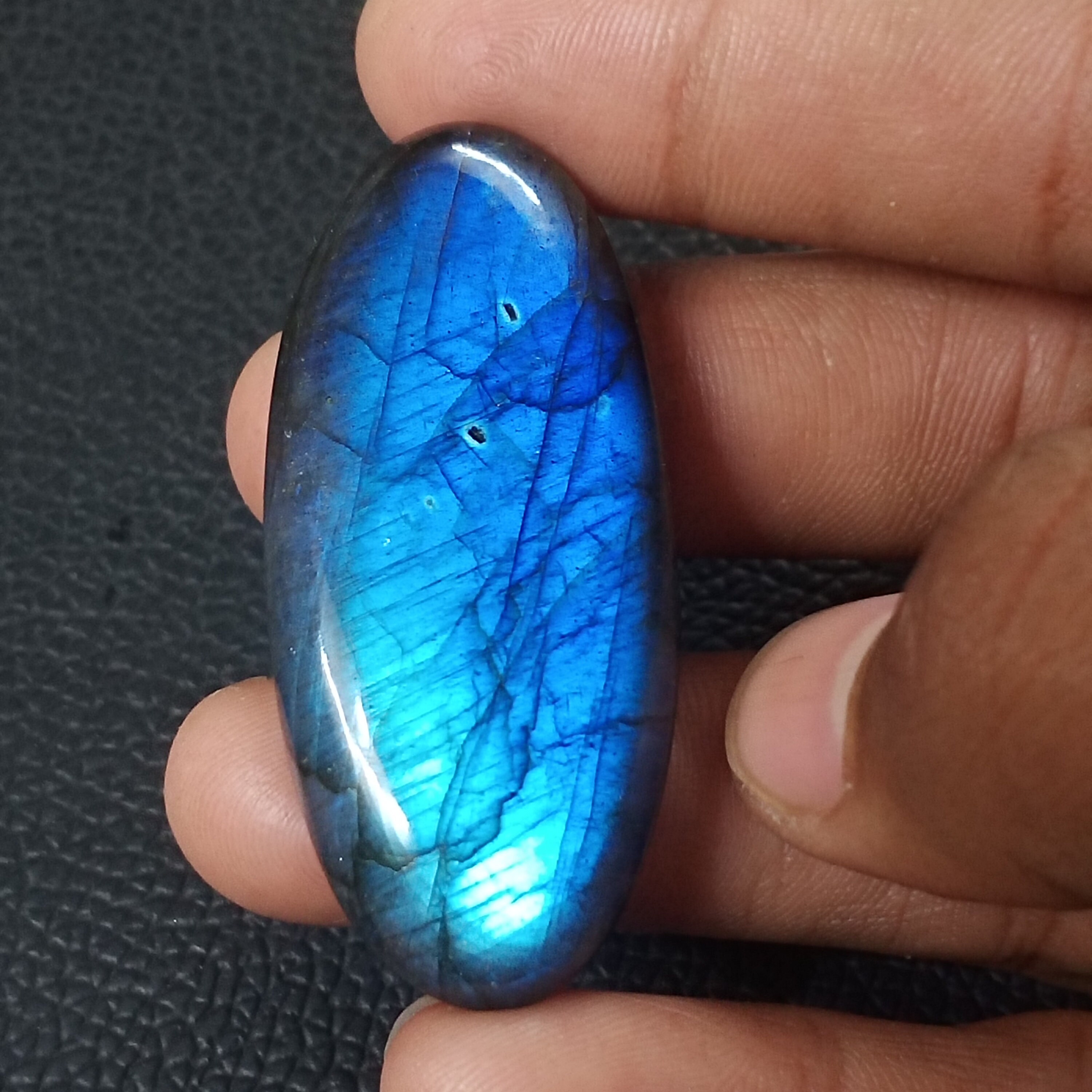 100% Natural Blue Multi Fire Labradorite.PAIR OVAL CabOCHON  Gemstone MOM160 