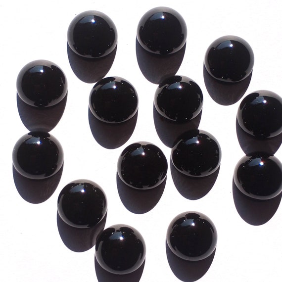 Natural Black Onyx Round Flat Back Cabochon, Calibrated Size 3mm, To  20mm, Loose Gemstone Black Onyx Sphere Healing Crystal, Make Jewelry