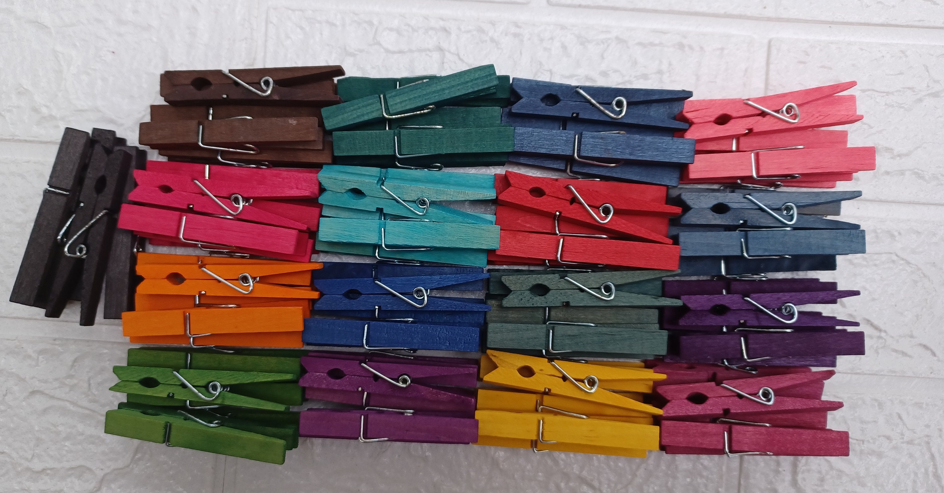 Hand Dyed Wooden Clothespins: Colorful Craft Supplies (25 Pieces)