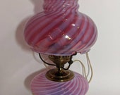 Cranberry Opalescent Swirl Lamp