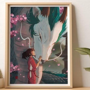 Chihiros Reise ins Zauberland Druck 22 cm x 11 cm | Chihiro Haku | Anime Kunstdruck | Studio Ghibli | Glossy Fotodruck