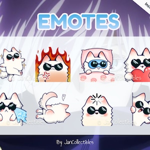 Kawaii Gojo Cat Anime Emotes Set (8) | Twitch | Discord | YouTube | Streaming | Gojo Satoru | Jujutsu Kaisen Emote Pack