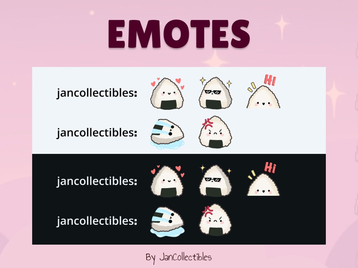 Onigiri Cute Food Emote Set 5 Twitch Discord Youtube Streaming Kawaii