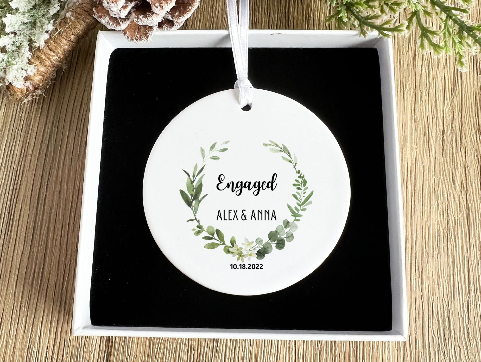 Personalized Engaged Ornament, Gift for the Couple, Gift for Christmas
