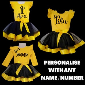 Yellow and Black Birthday 1st Birthday COSTUME  tutu Personalised Shirt Outfit Cake Smash 2nd 3rd 4th 5th 6th Birthday