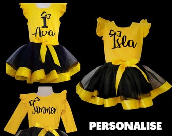Yellow and Black Birthday 1st Birthday COSTUME  tutu Personalised Shirt Outfit Cake Smash 2nd 3rd 4th 5th 6th Birthday