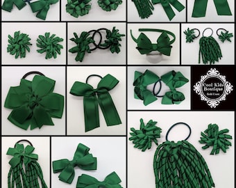 Bottle Green School Hair Accessories  Korker Pack Bow Elastic Korkers School Hair Ties