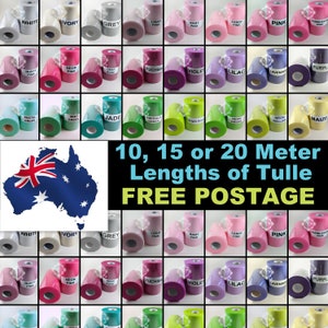 Tulle Fabric  10, 15 or 20  Meters Lengths Christmas Wedding Tutu Craft Soft Craft Polyester Not on  Spool or Roll