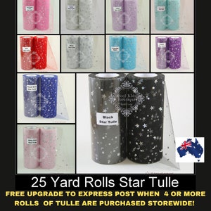 Tulle Fabric STAR Spools Rolls 25 Yard (22m) Christmas Wedding Tutu Craft Soft Craft