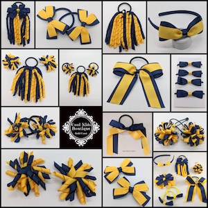 May include: Assortment of hair accessories in navy blue and gold.  Includes headbands, hair ties, and bows.  Cool Kids Boutique Gold Coast.