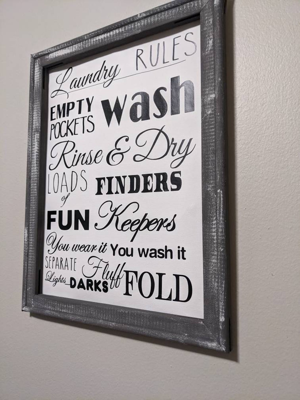 Laundry Rules Sign Laundry Room Wall Decor Farmhouse Funny Etsy