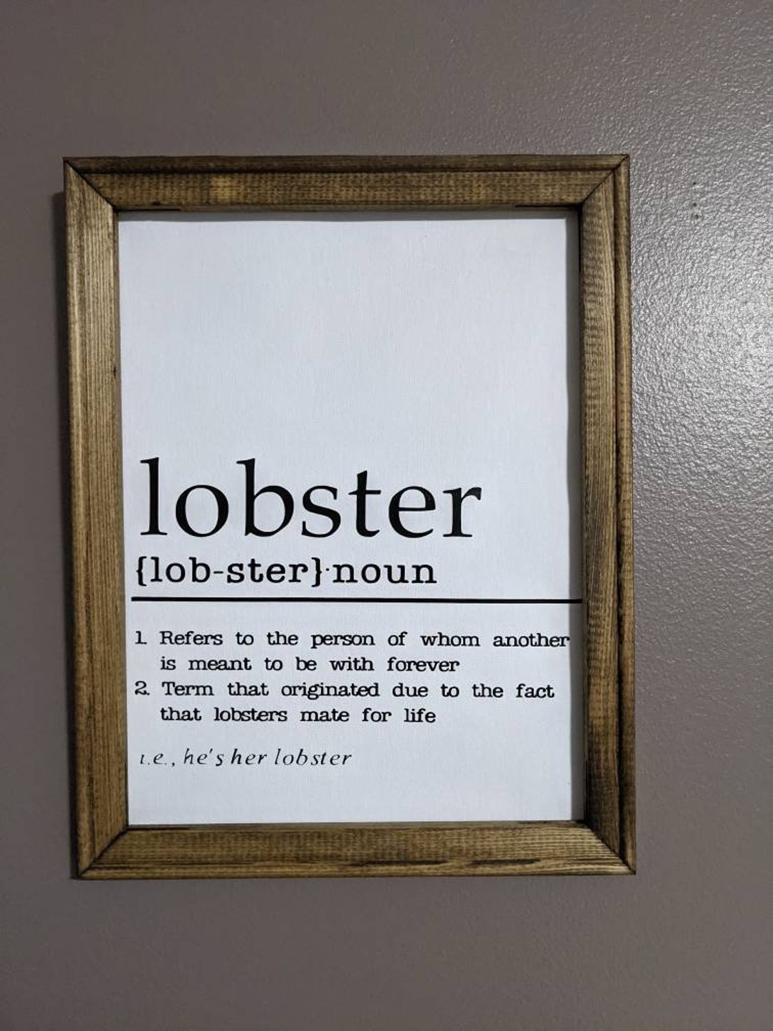 Lobster love quote framed lobster definition friends wedding Etsy