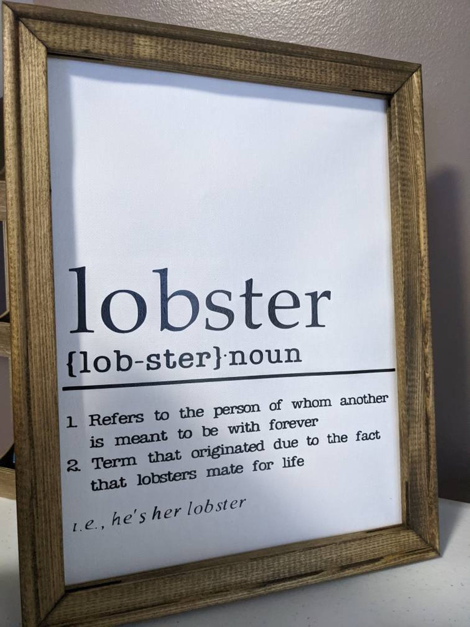 Lobster love quote framed lobster definition friends wedding Etsy
