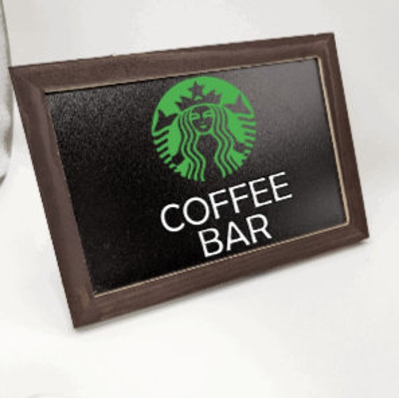 Starbucks coffee bar decor on glass 