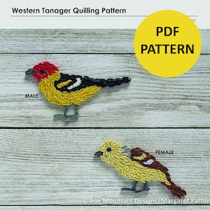 HOW TO: Pattern Western Tanager Paper Quilling Ornament | PDF Pattern Download | Ornaments to Make | Bird Ornaments