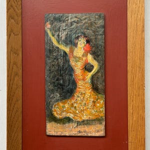 Portrait of a Young Girl dancing , original Antique Oil painting 1900’s Beauty Girl Impressionism, Framed