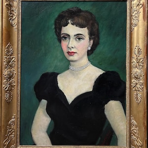 Oil painting woman portrait Handmade Antique Original oil painting on canvas, Framed