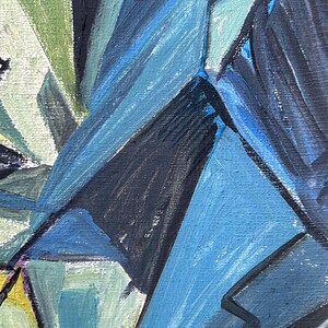 Male portreat Man , Vintage Original oil canvas painting, Cubism Handmade Art 1950’s image 7