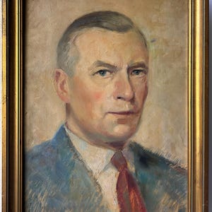 Original Antique oil painting, Male portret Man, Handmade, Fine Art 1940’s