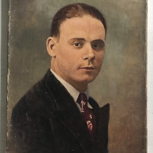 Original Antique oil painting, Male portret boy, Model, Handmade, Fine Art 1930’s signed