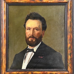 Superb Expressive Portait A Man, Antique Original oil canvas painting,  Handmade Art 1860’s
