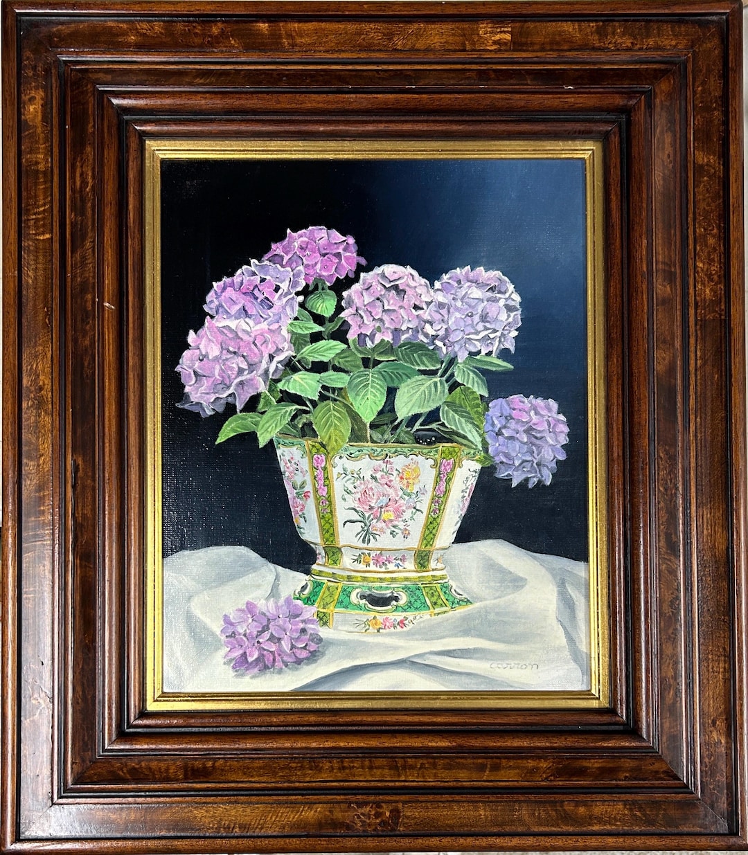 Vintage Floral Still Life Oil Painting, Signed Framed Canvas Art - Etsy