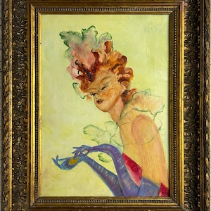 Beautiful Woman Portrait, Hand Made Oil Painting on Canvas, Framed, Paris