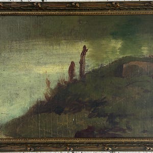 Barbizon School Small Original Antique Landscape Oil Painting, Hand Made, Framed