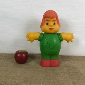 Vintage original plastic sculpture, male, famous person Karlsson, male portrait, boy beauty