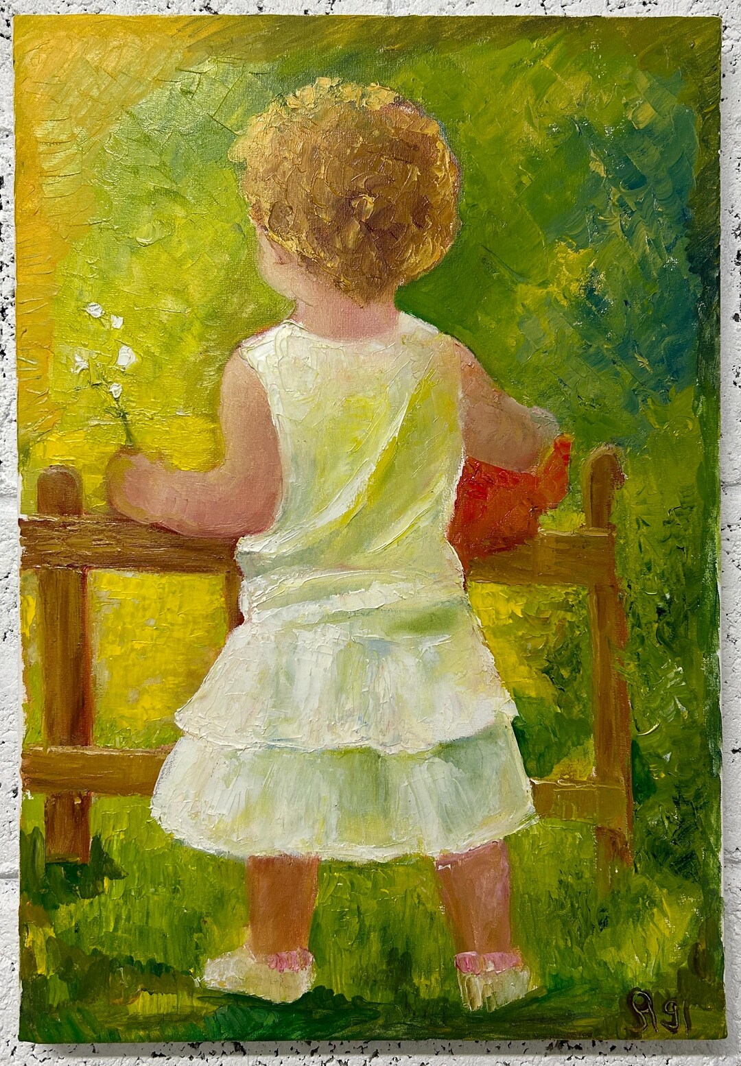 Portrait of a Young Girl, Original Vintage Oil Painting, Portret Girl ...