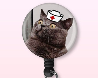 Cat | Funny |  Retractable Badge Reel