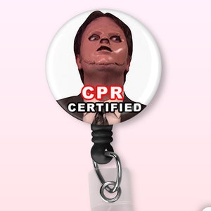 Dwight Schrute Badge Reel | CPR Certified | The Office | Retractable Badge Reel | Registered Nurse| Funny | Nurse | RN