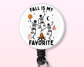 Fall is My Favorite | Fall Season | Pumpkin | Skeleton | Retractable Badge Reel