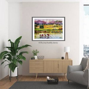 Indian Village Scene Watercolor Painting/ Indian Countryside Scenery ...