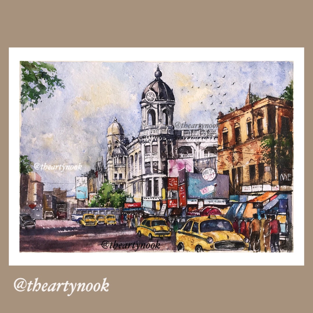 Buy Kolkata Cityscape Watercolor Painting Kolkata Street Scene Gallery