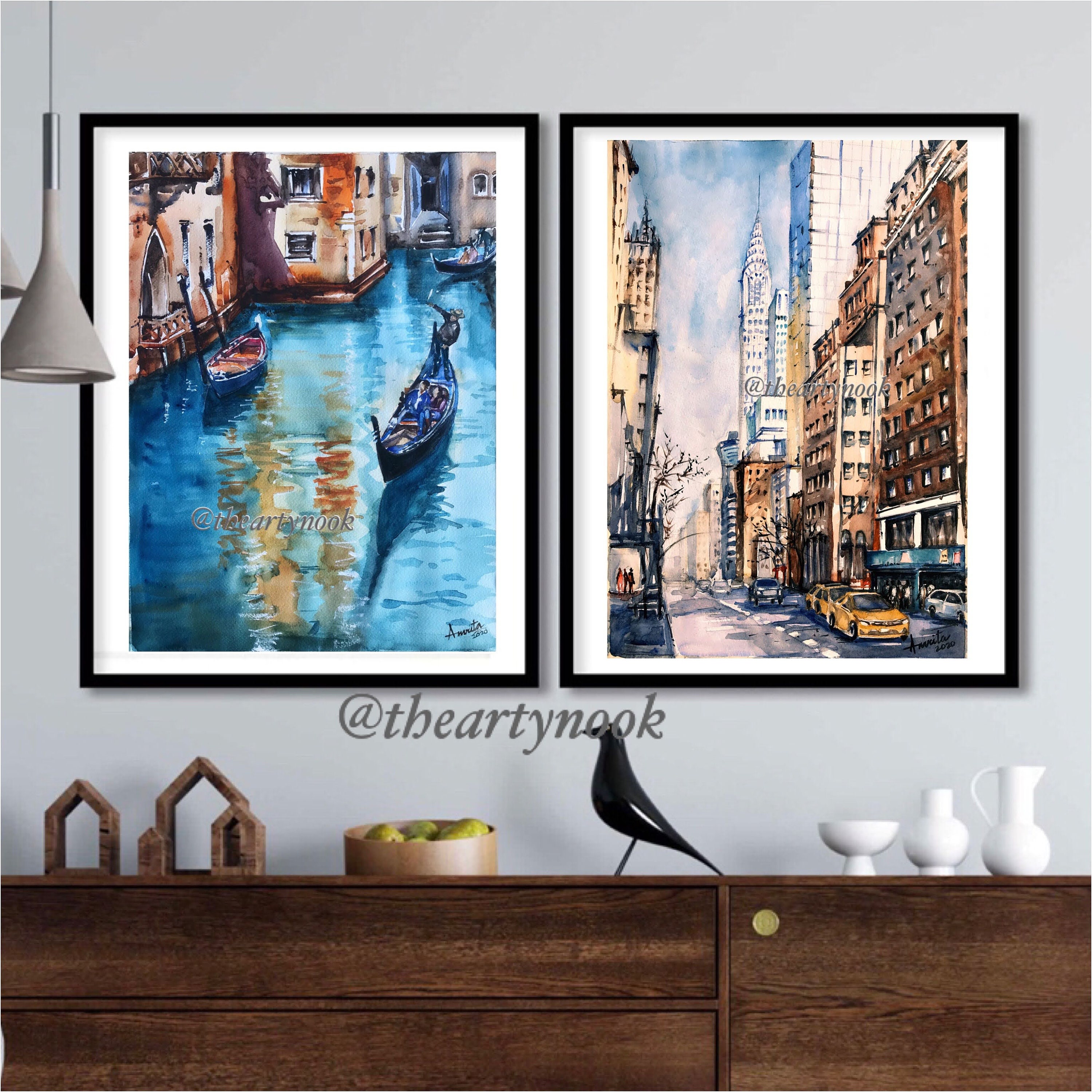 Venice Nyc Watercolor Art Print Cityscape Fine Art Print | Etsy
