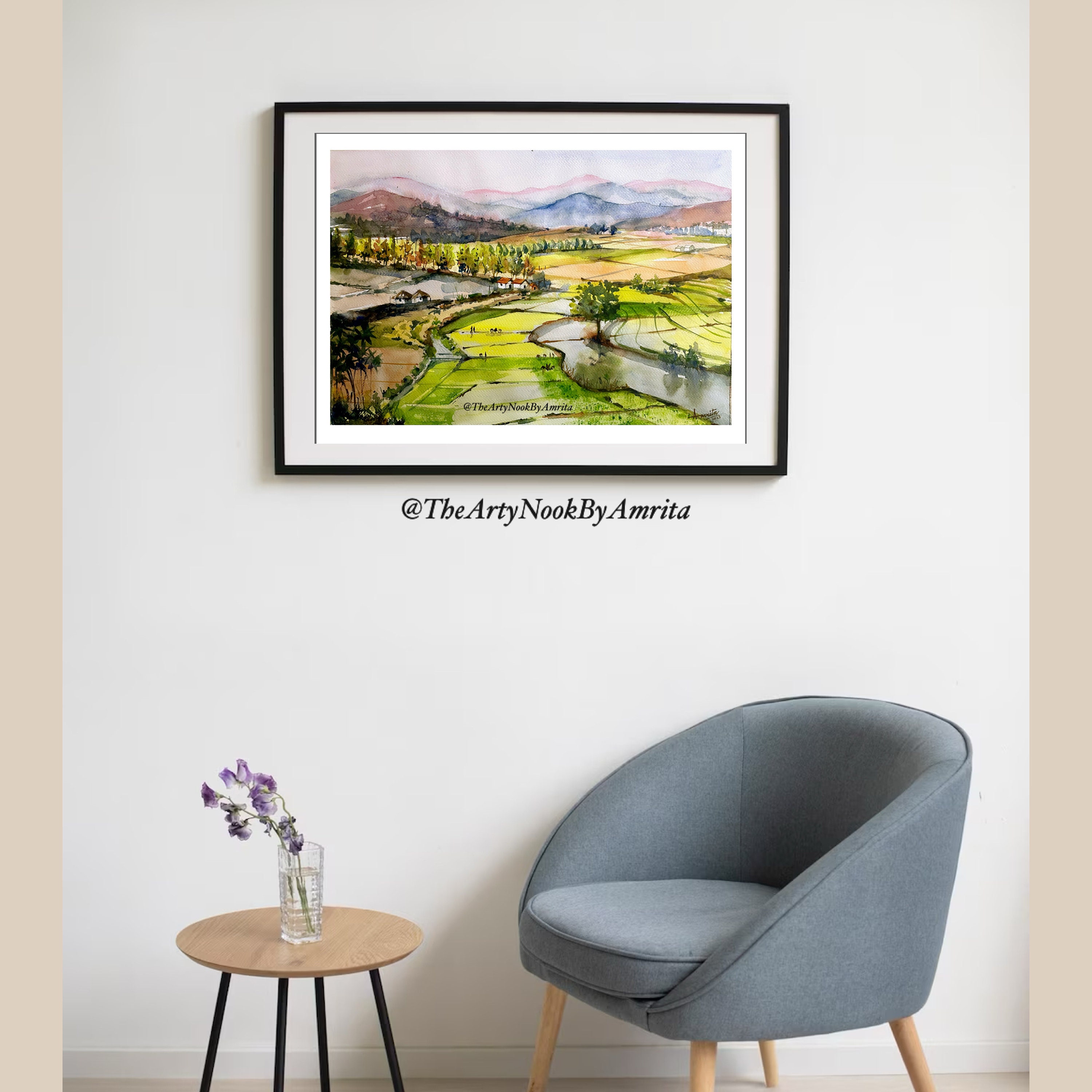 Indian Landscape Watercolor Painting Araku Valley Paddy Fields Gallery ...