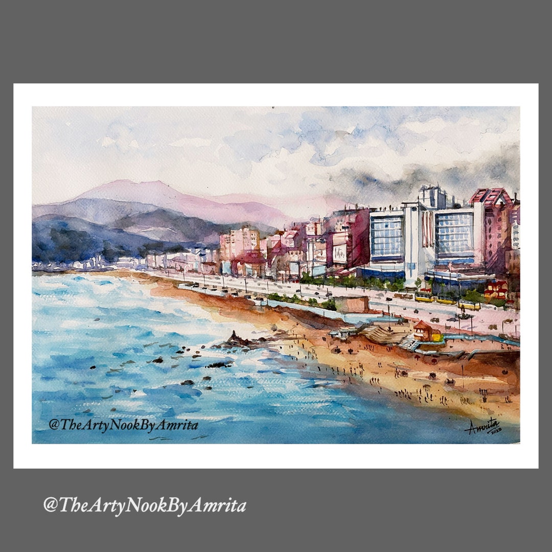 Vishakhapatnam Cityscape Watercolor Painting/vizag RK Beach Etsy
