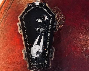 Vampire Bat Coffin Shaker Keychain- Coffin Shaker charm keychain - Whaley moon