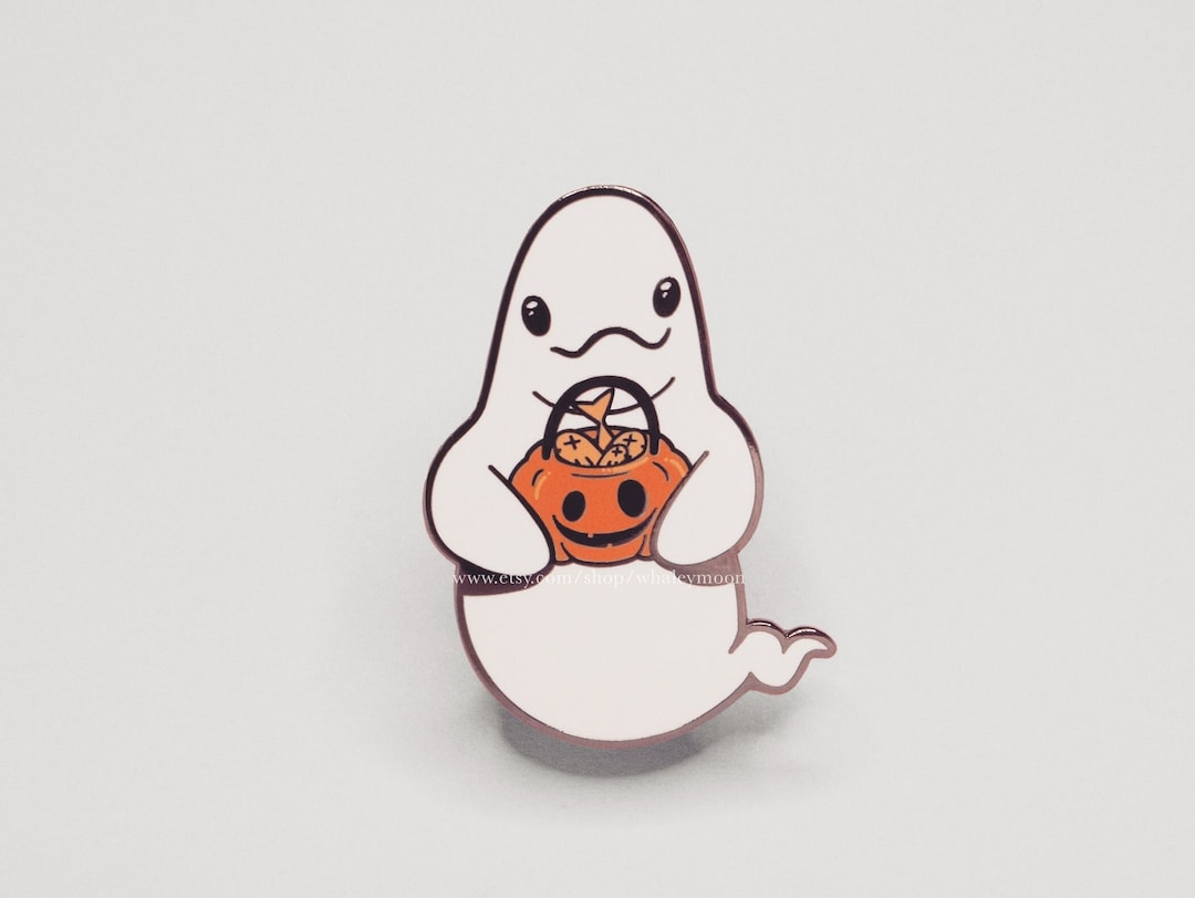 Moon Ghost Trick or Treating Pumpkin Enamel Pin- Whaley Moon - Etsy
