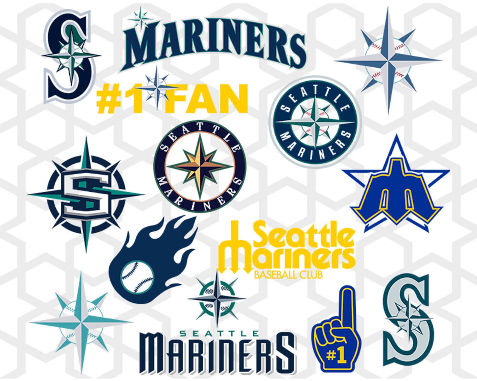 Seattle Mariners Cut Files SVG Files Baseball Clipart Etsy