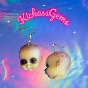 Creepy Baby Doll Head Earrings