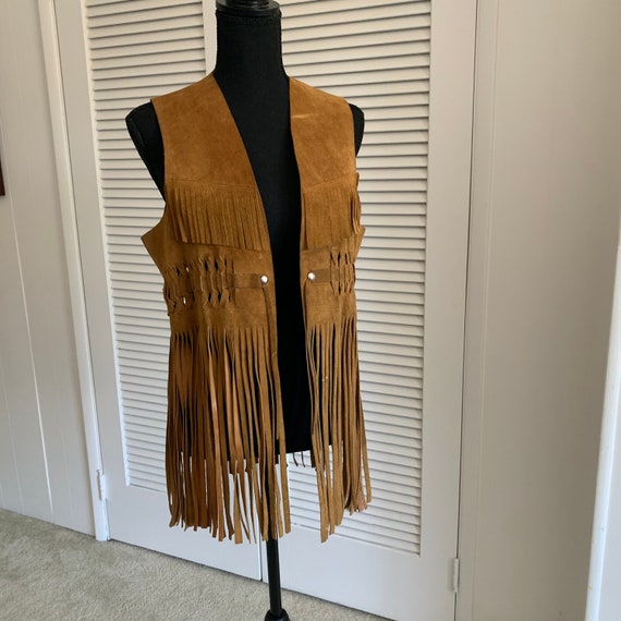 Vintage boho hippie authentic suede fringe vest