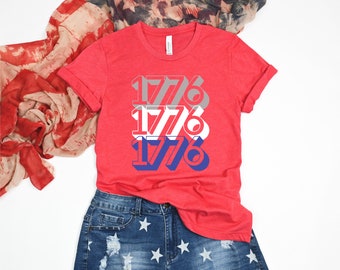 Uniseks Fourth of July-T-shirt 1776, patriottisch Amerika