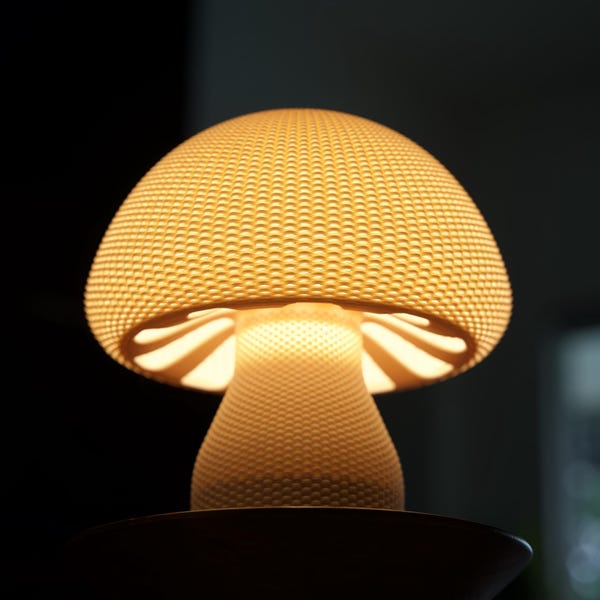 Shroom Table Lamp – Beige Mushroom Lamp, Ambient Lighting, Dimmable Warm Light, Cozy Home Decor